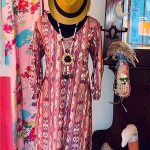 Elegant Long Sleeve Patterned Dress